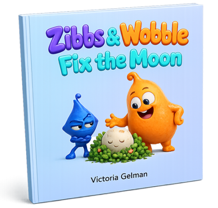 Zibbs and Wobble fix the moon book 3D cover.
