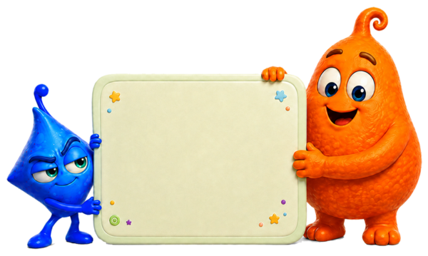 Zibbs and Wobble holding a story board.