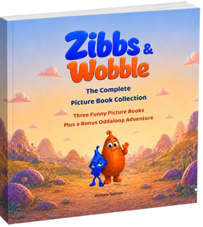 Zibbs and Wobble picture book collection cover in 3D.