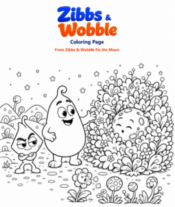 Zibbs & Wobble coloring page from Fix the Moon