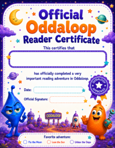 Official Oddaloop Reading Certificate